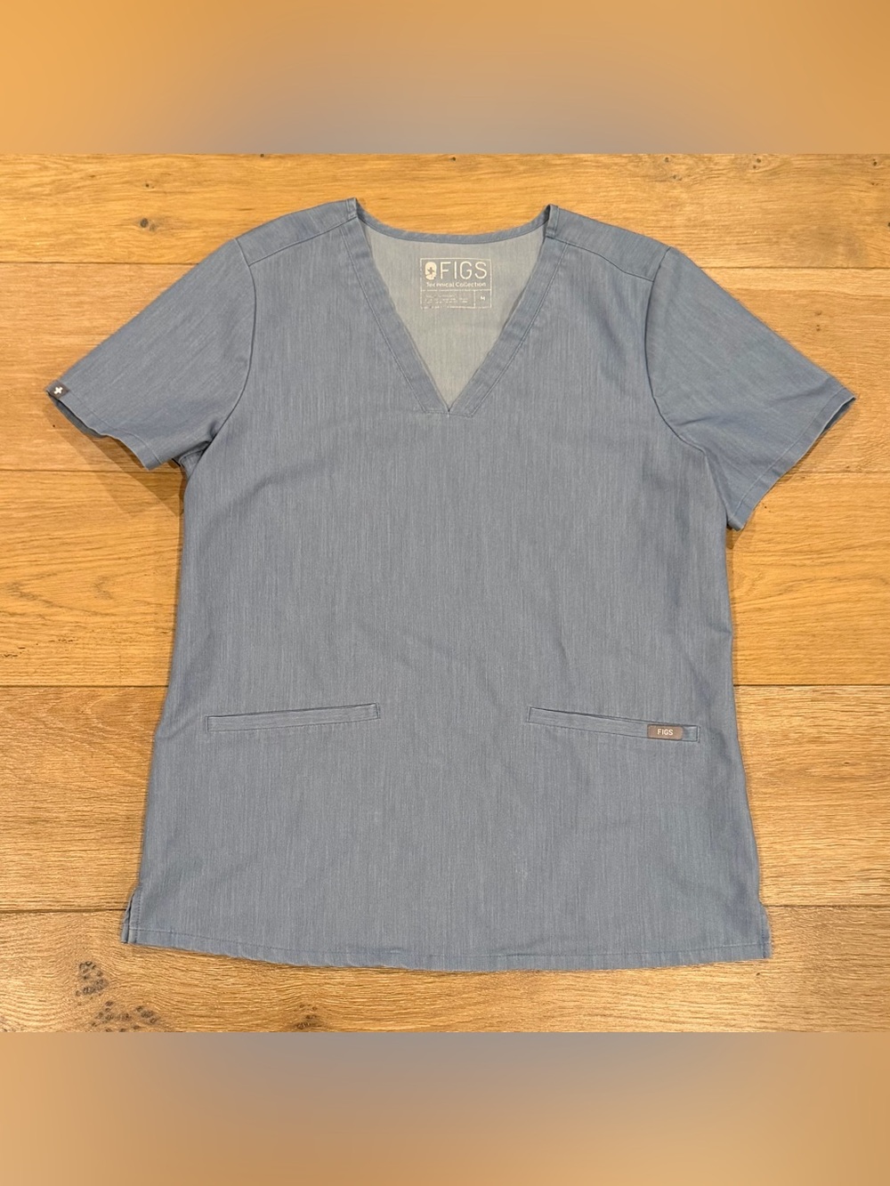 FIGS Heather Denim Casma Top Size M